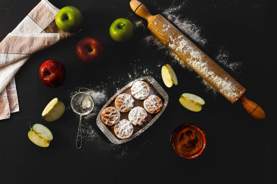 Fresh apples and baking tools ready for an autumn recipe