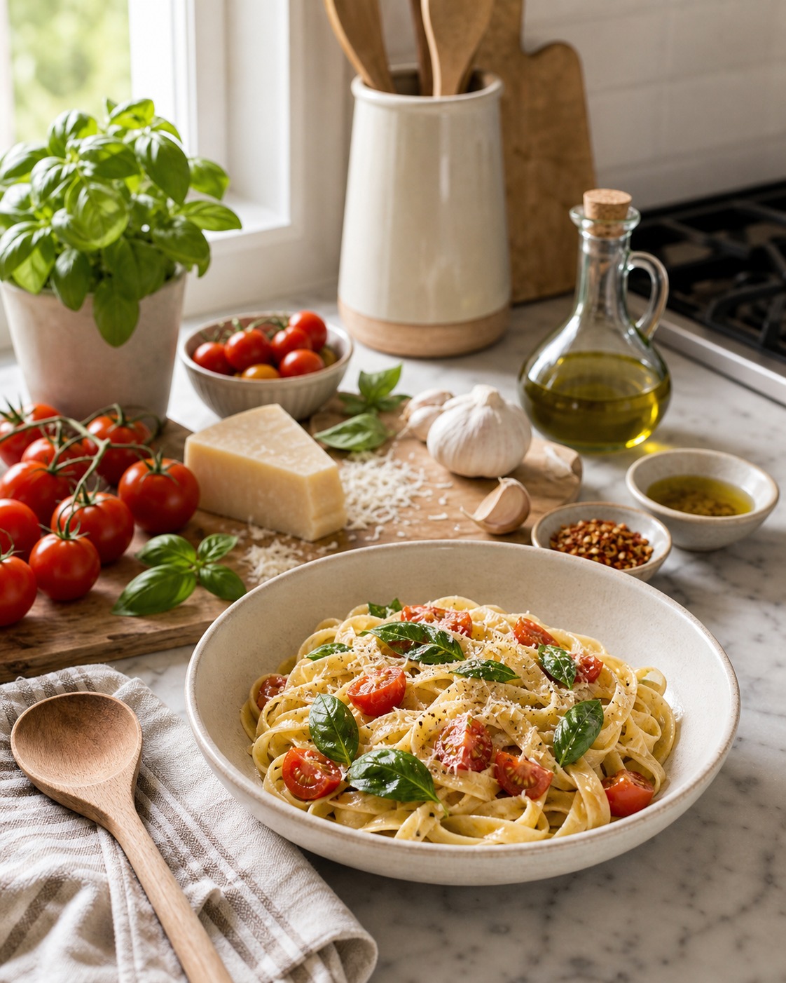 Fresh Tomato Basil Pasta For Busy Weeknights